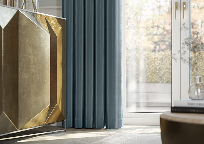 Akoya Faux Silk, Lustre Ink Blue - Made to Measure Curtain - Image 5